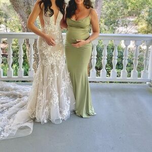 Elegant Olive Green Women's Dress